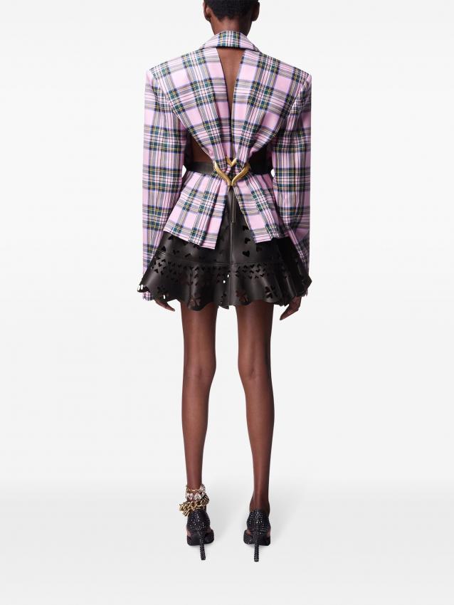 Area - heart draped cutout checked blazer