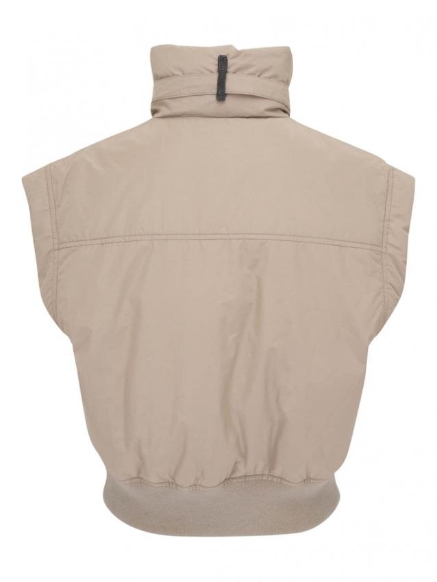 Brunello Cucinelli - Beige down vest with monil chain