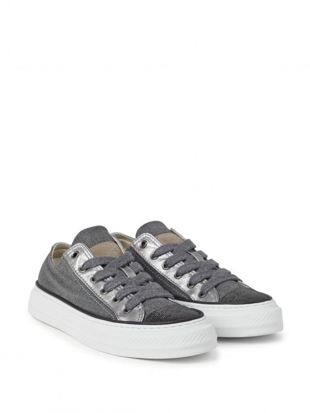 Brunello Cucinelli - panelled lace-up leather sneakers