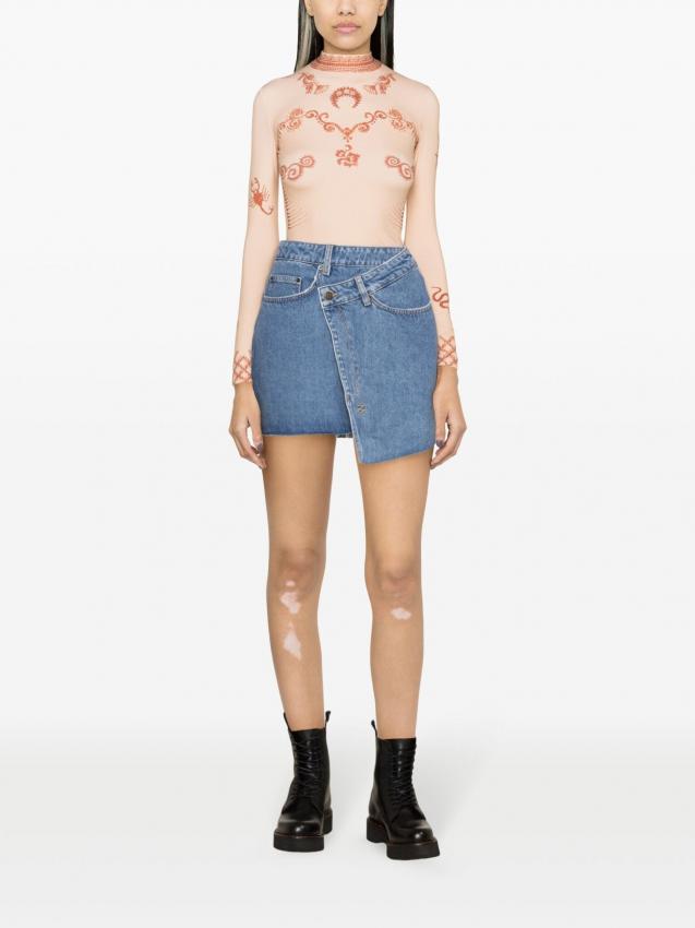 Ksubi - logo-tag asymmetric denim miniskirt