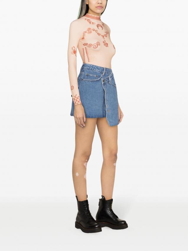 Ksubi - logo-tag asymmetric denim miniskirt