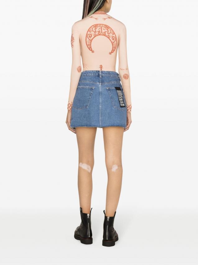 Ksubi - logo-tag asymmetric denim miniskirt