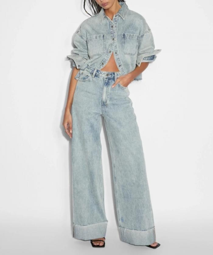 Ksubi - Strider Worn cuffed Wide Leg Jeans