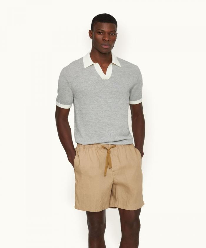 Orlebar Brown - Relaxed Fit Italian Linen Drawcord Shorts In Biscuit Colour