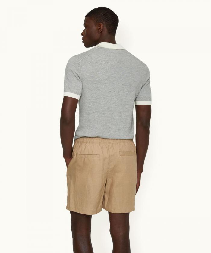 Orlebar Brown - Relaxed Fit Italian Linen Drawcord Shorts In Biscuit Colour