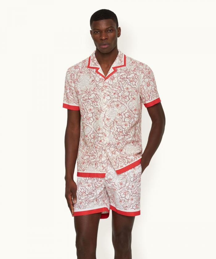 Orlebar Brown - Collar Shirt in Summer Red/White Sand