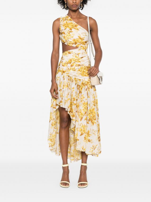 Zimmermann - Golden asymmetric maxi dress