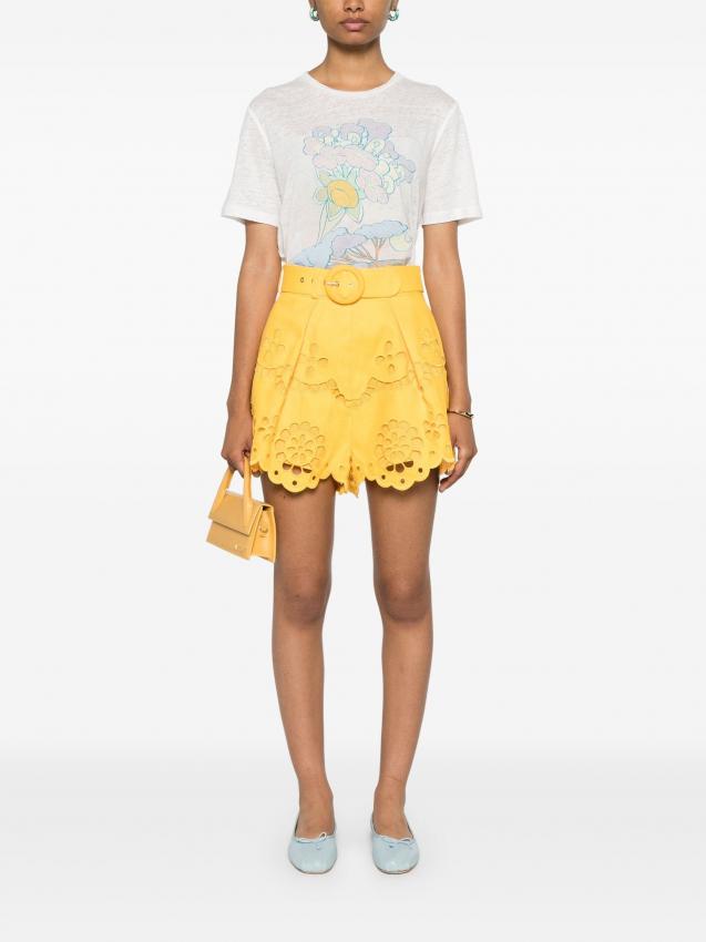 Zimmermann - Pop embroidered belted shorts