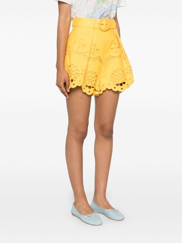 Zimmermann - Pop embroidered belted shorts