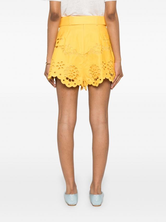 Zimmermann - Pop embroidered belted shorts