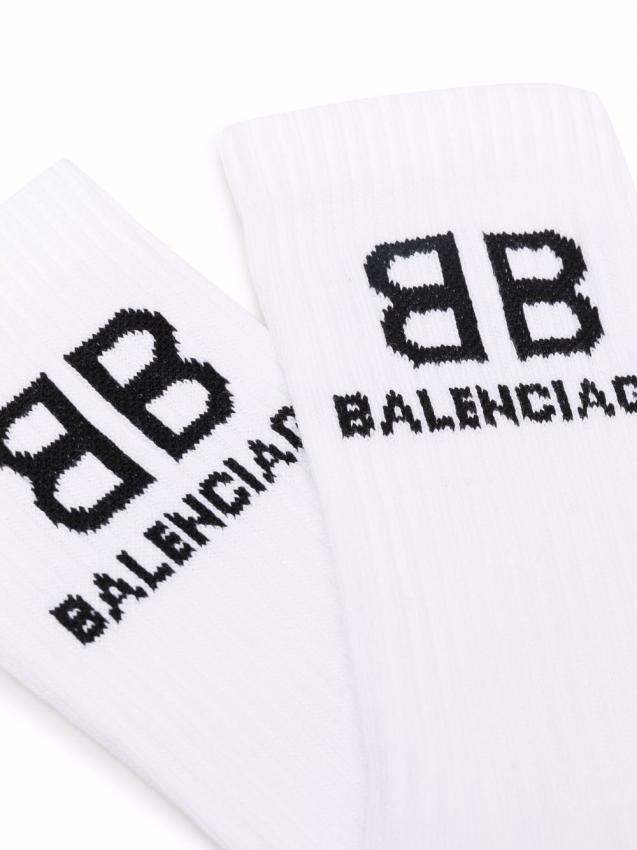 Balenciaga - White stretch cotton BB Tennis logo socks