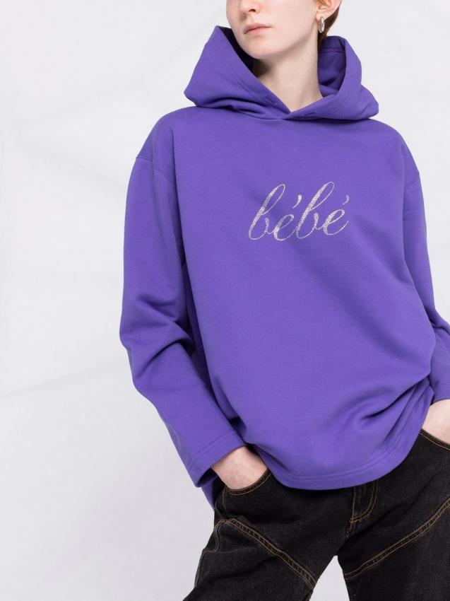 Balenciaga - crystal-embellished cotton hoodie purple