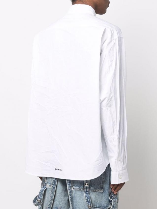 Balenciaga - White cotton longsleeved oversized cotton shirt