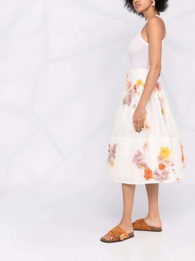Zimmermann - Postcard floral-embroidered midi skirt