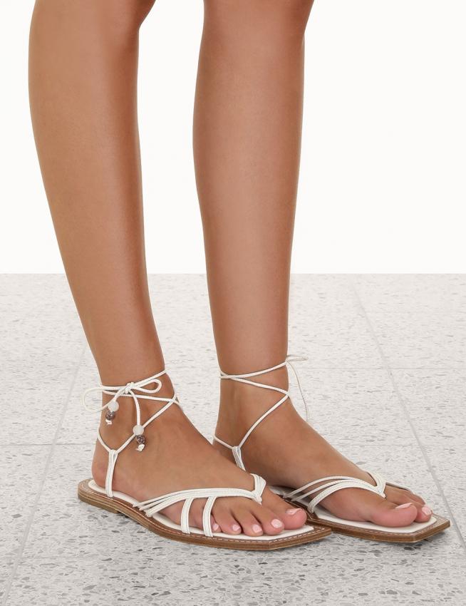 Zimmermann - Skinny Strap Tie Flat Sandal