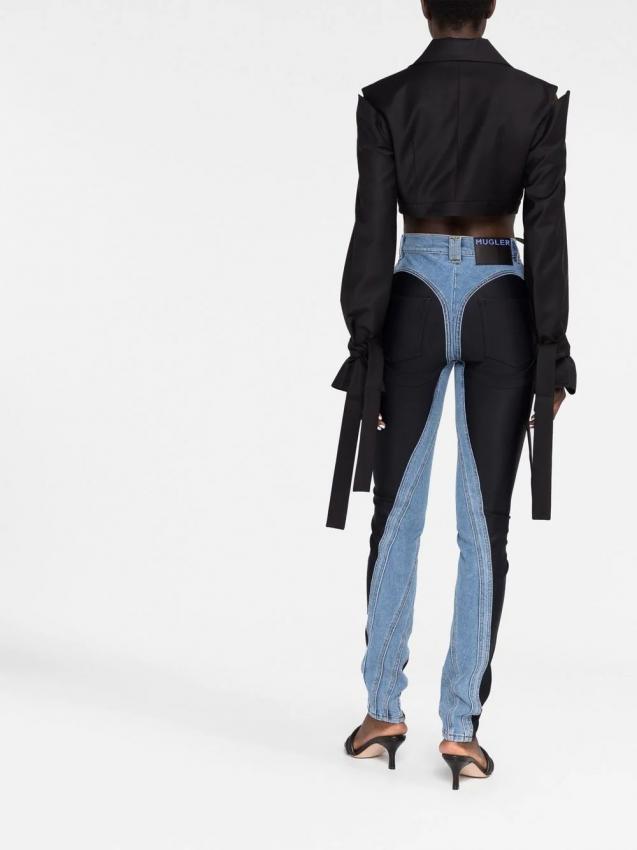Mugler - twist-panelled high-waist jeans