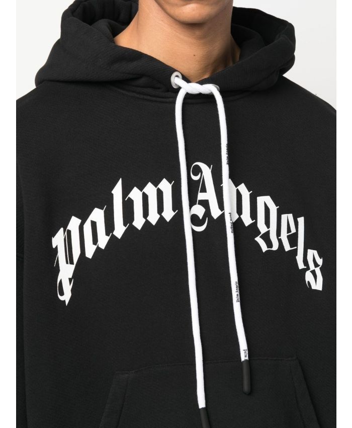 Palm Angels - curved logo-print hoodie