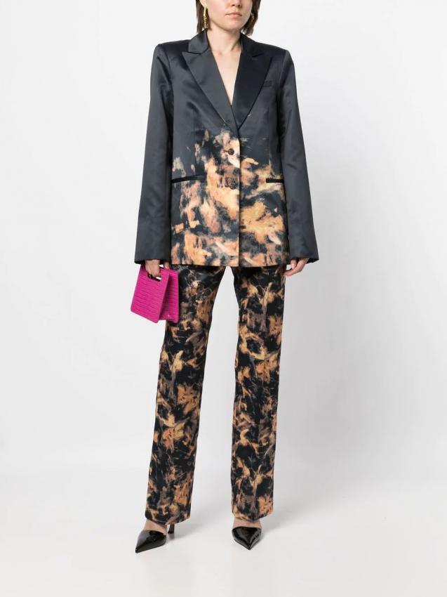 Rotate - abstract-print satin trousers