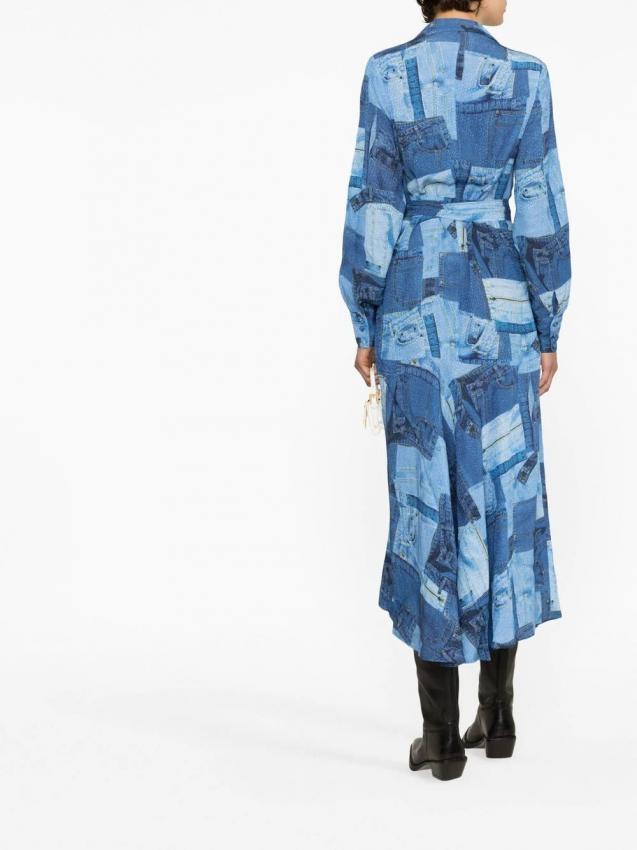 Rotate - denim-print wrap dress
