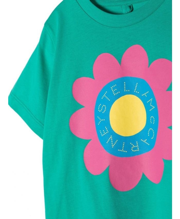 Stella McCartney Kids - flower logo-print cotton T-shirt