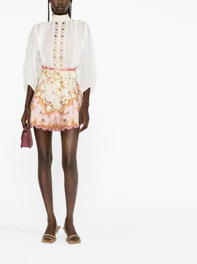 Zimmermann - Laurel floral-print scalloped shorts