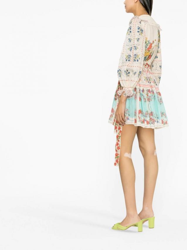 Zimmermann - Clover Patched floral-print wrap minidress
