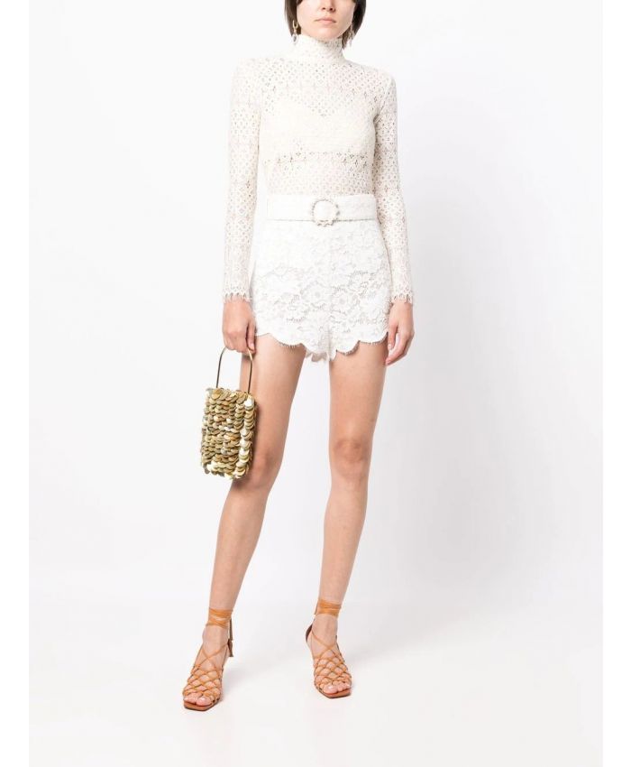 Zimmermann - floral-lace high-waisted shorts
