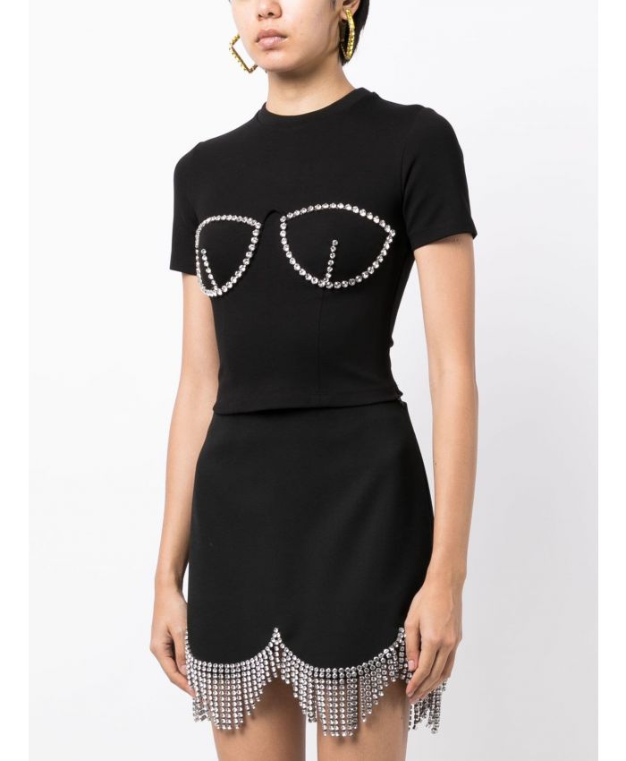 Area - bustier-style crystal-embellished T-shirt