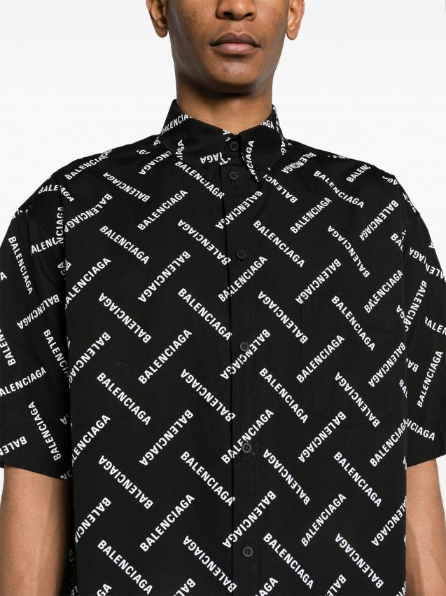 Balenciaga - logo-print poplin shirt