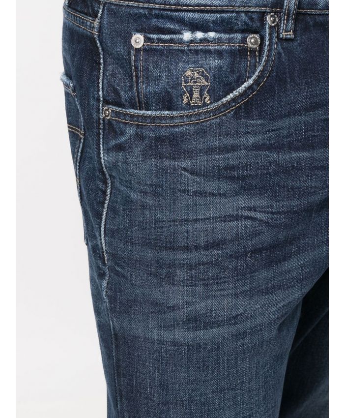 Brunello Cucinelli - Distressed straight-leg jeans