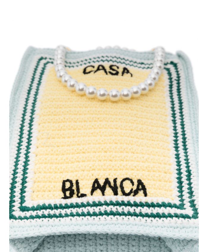 Casablanca - logo-embroidered crochet tote bag