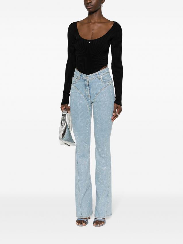 Mugler - rhinestone-embellished flared jeans