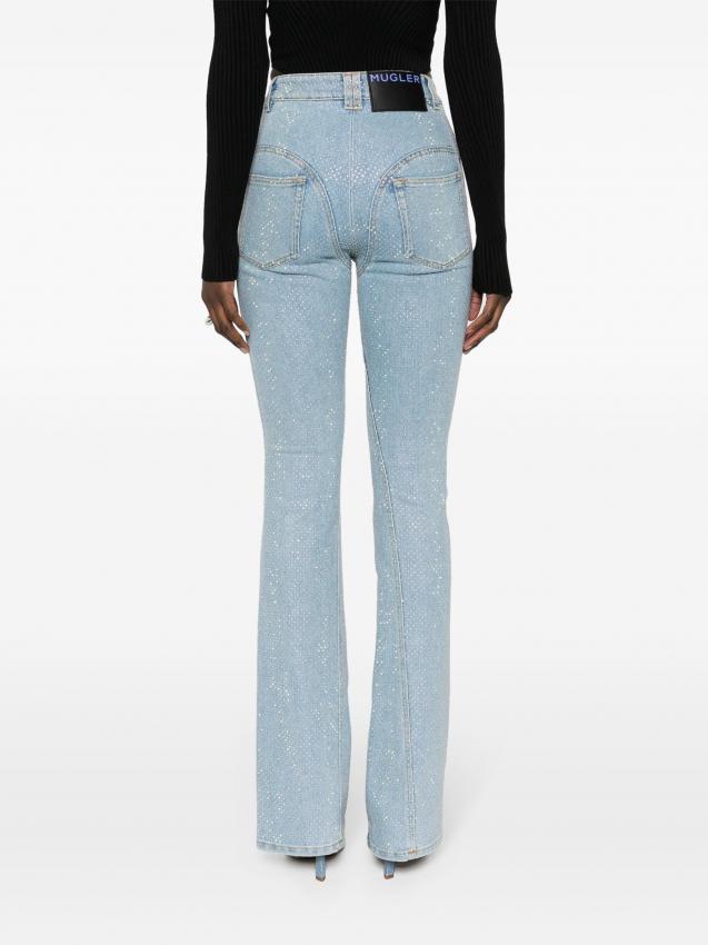 Mugler - rhinestone-embellished flared jeans