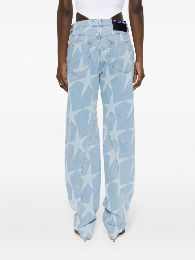 Mugler - star-print low-rise tapered jeans
