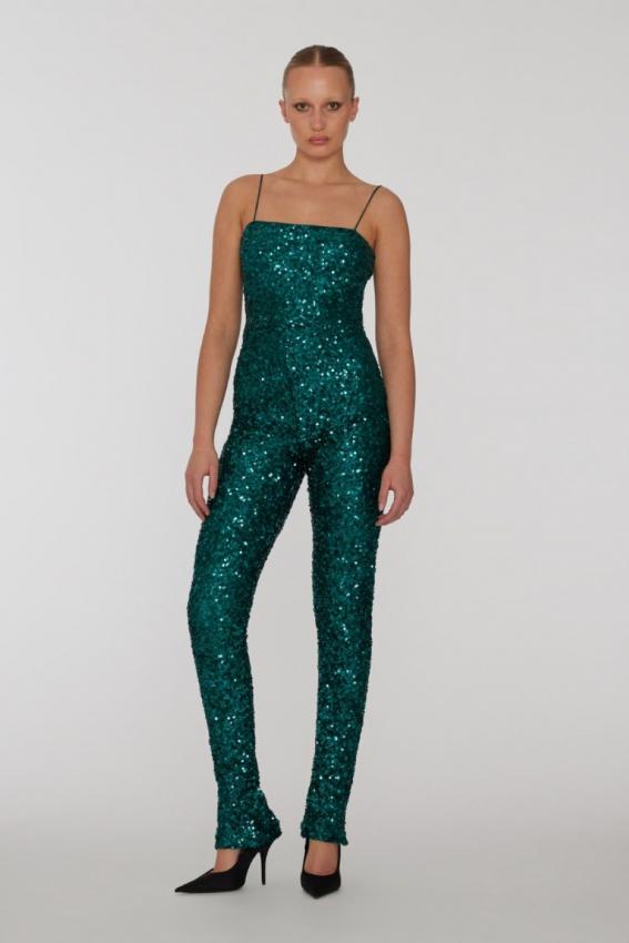 Rotate - sequins bodysuit teal