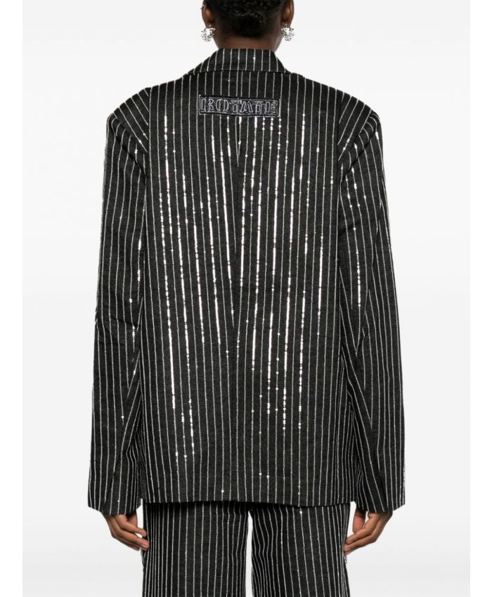 Rotate - sequinned striped single-breasted blazer