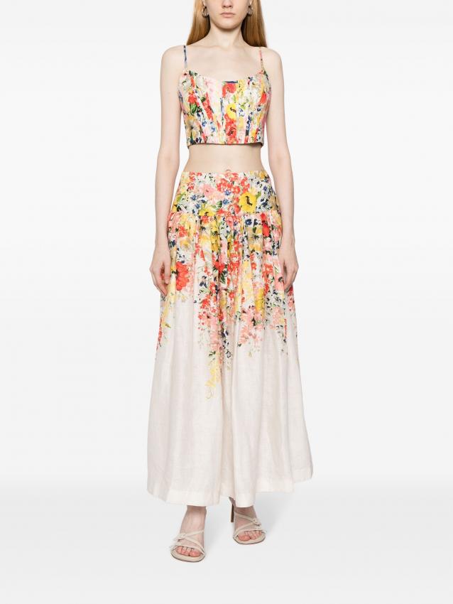 Zimmermann - Alight floral-pattern linen corset top