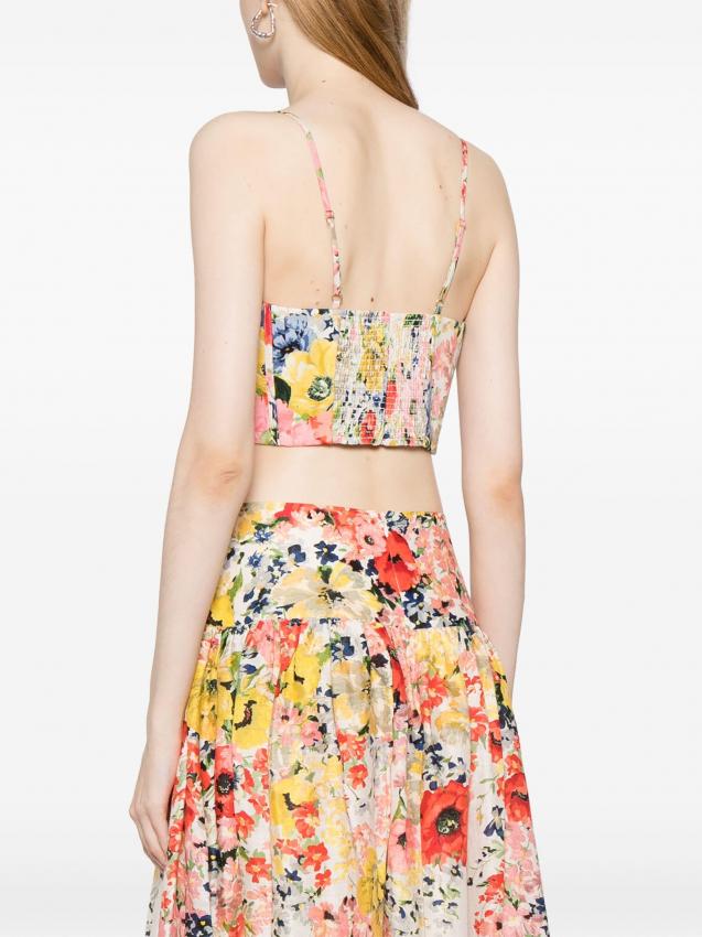 Zimmermann - Alight floral-pattern linen corset top