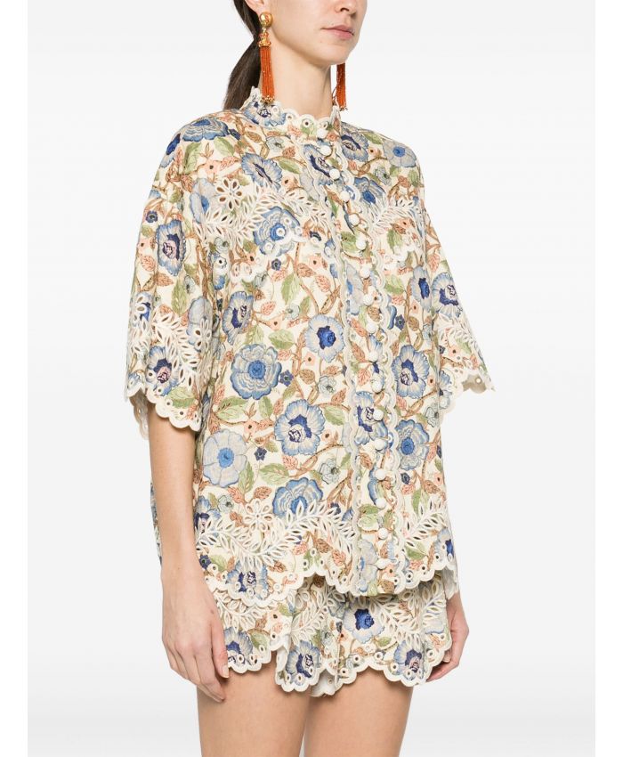 Zimmermann - Junie embroidered floral-print shirt