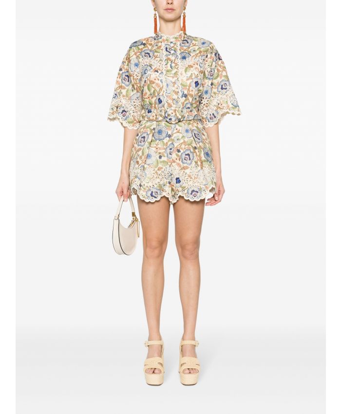 Zimmermann - Junie embroidered floral-print shorts