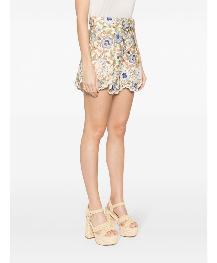 Zimmermann - Junie embroidered floral-print shorts