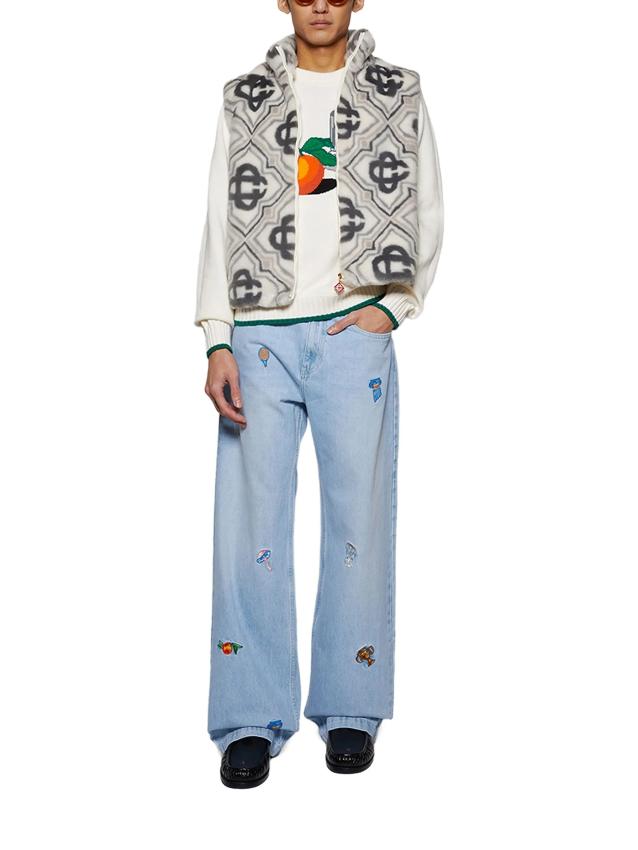 Casablanca - embroidered wide-leg jeans