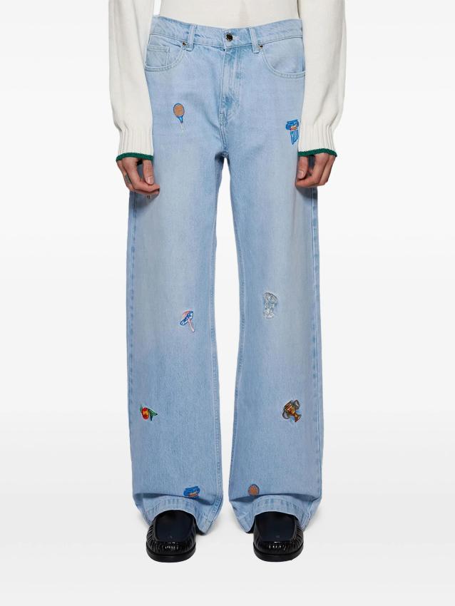 Casablanca - embroidered wide-leg jeans