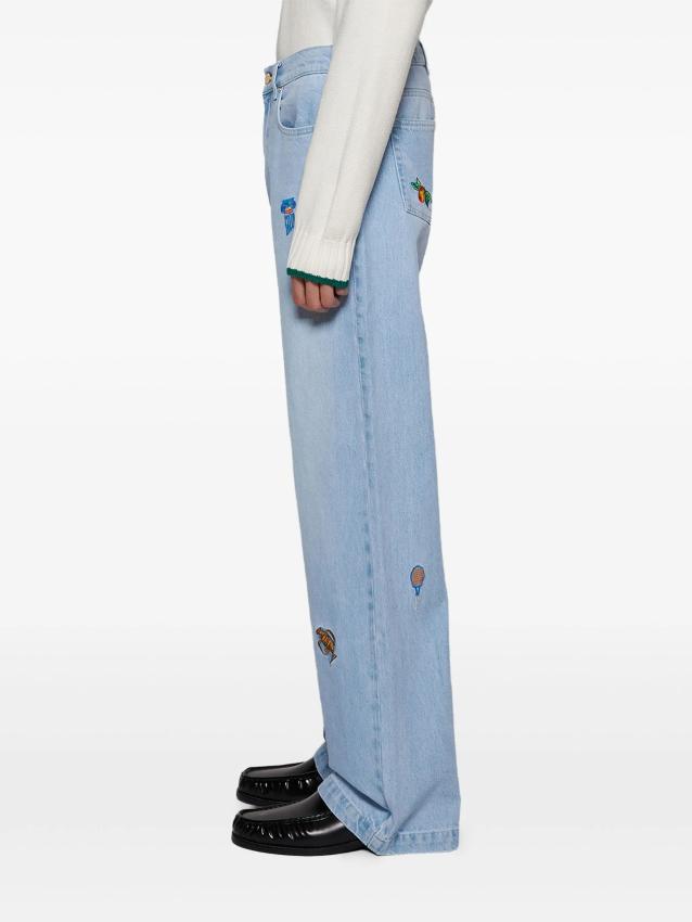 Casablanca - embroidered wide-leg jeans