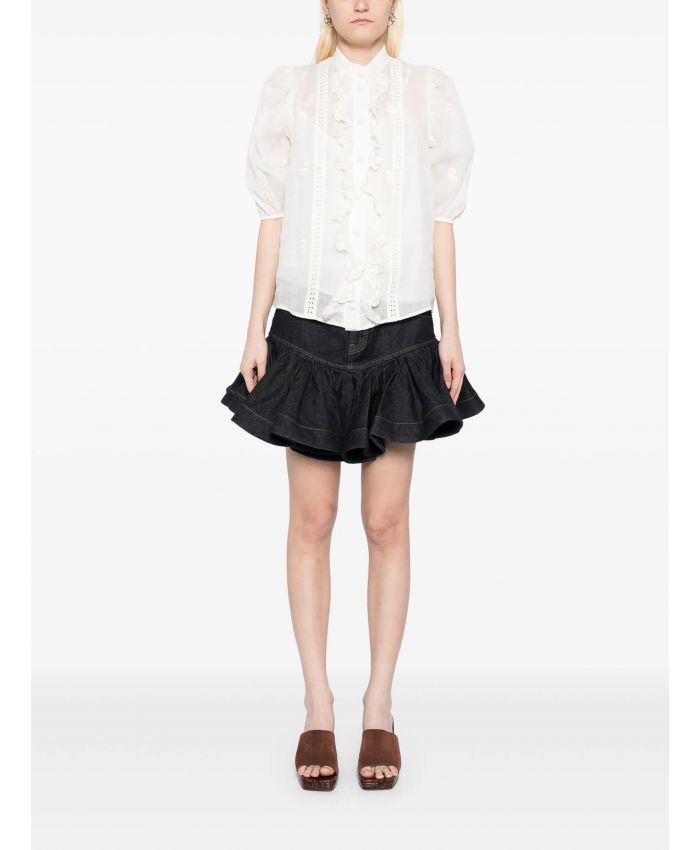 Zimmermann - crush denim frill mini skirt