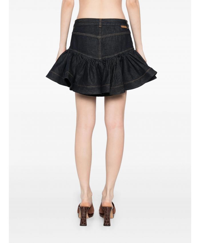 Zimmermann - crush denim frill mini skirt