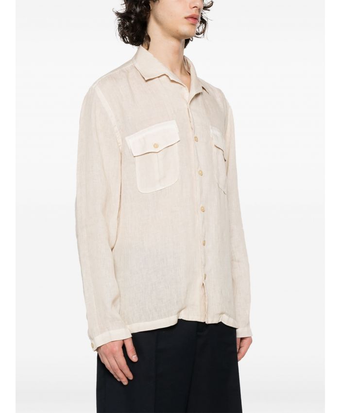 120% Lino - Notched-collar linen shirt