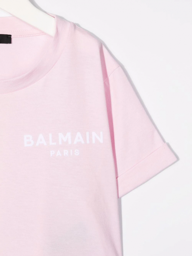 Balmain Kids - logo print cropped T-shirt