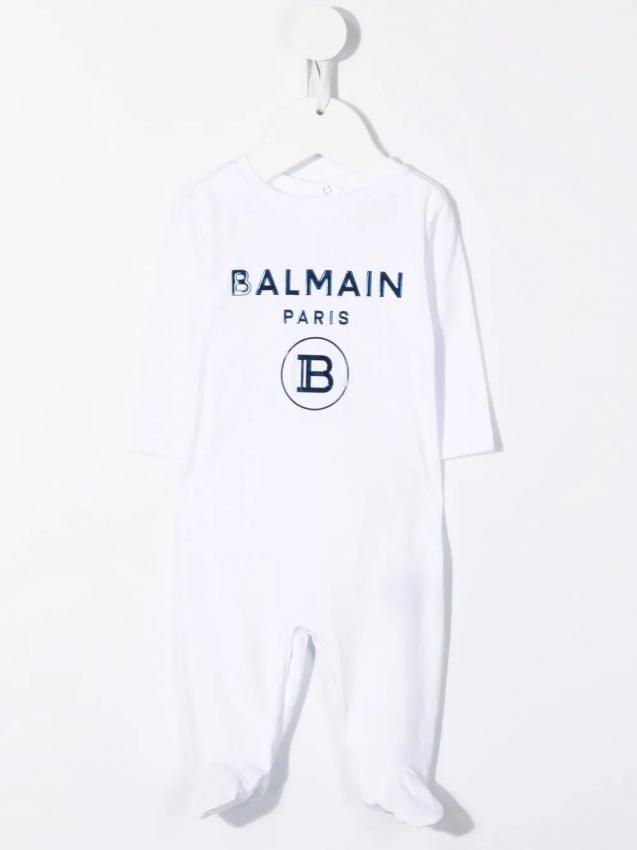 Balmain Kids - logo-print cotton babygrow