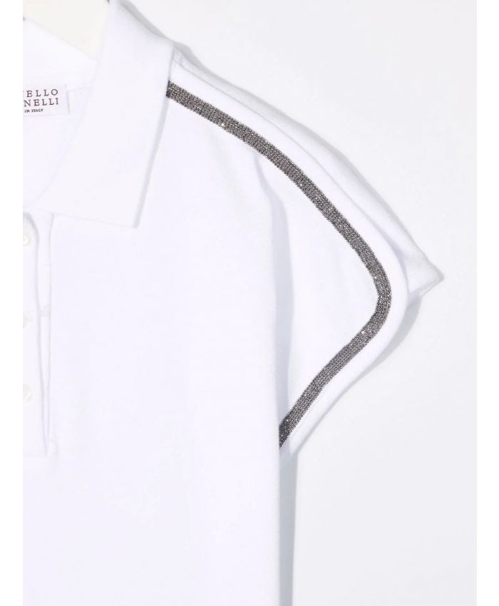 Brunello Cucinelli Kids - stripe-tirm polo shirt white